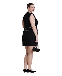 Eloquii Women's Belted Tweed Mini Dress