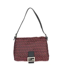 Pre-Owned Fendi Black Red Zucca Mama Baguette
