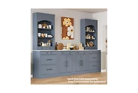 Boyel Living 83.7 InchTall Kitchen Pantry, Freestanding Hutch with Faux Marble Top, Storage Cabinet 5 Drawers and Adjustable Shelf