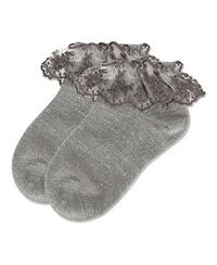 MeMoi Baby Girls Step and Shimmer Ruffle Anklet Socks