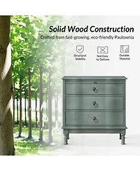 Hulala Home Kasandra Traditional 3-Drawer Curved End Table with Pull-out Shelf