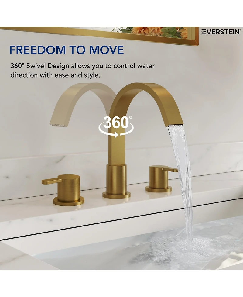 Everstein Widespread Bathroom Faucet 3 Hole 2-handle Sink with Drain Assembly