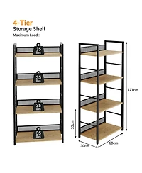 gaomon 4 Tier Bookshelf with Metal Frame and Wood Shelves, Tall Industrial Bookcase Storage Rack for Bedroom Living Room Home Office