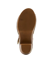 L'Artiste Women's Spring Step Japhette Platform Slide with Floral Leather Vamp