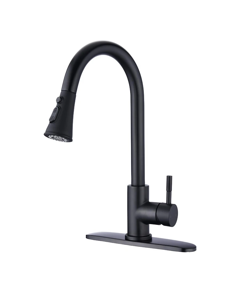 Phying Commercial Single Handle Kitchen Sink Faucet Brushed Nickel Pull Down Sprayer Design