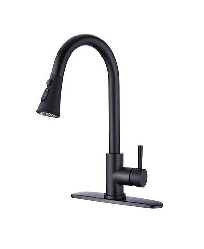 Phying Commercial Single Handle Kitchen Sink Faucet Brushed Nickel Pull Down Sprayer Design