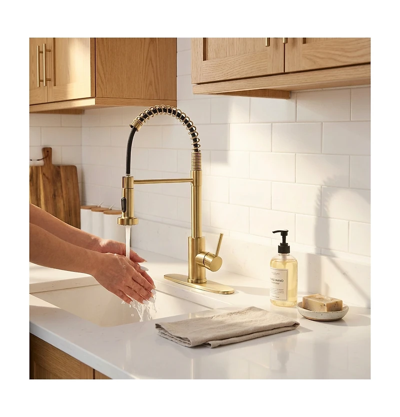 Phying Kitchen Faucet with Pull Down Sprayer Industrial 1 Handle 1 Hole Or 3 Hole Faucet for Farmhouse Camper Laundry Utility Rv Wet Bar Sinks