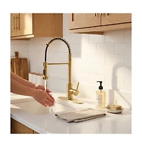 Phying Kitchen Faucet with Pull Down Sprayer Industrial 1 Handle 1 Hole Or 3 Hole Faucet for Farmhouse Camper Laundry Utility Rv Wet Bar Sinks