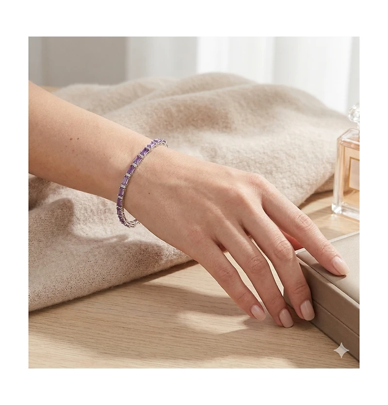 Simona Sterling Silver, Emerald-Cut Gem Bracelet