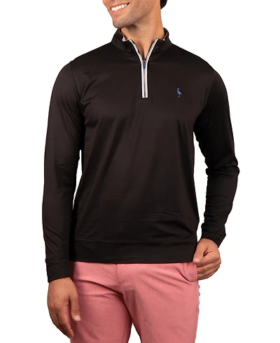 TailorByrd Men's Solid Mesh Quarter Zip