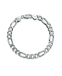 Bling Jewelry Thick Heavy Solid Sterling Silver Figaro Chain Link Bracelet