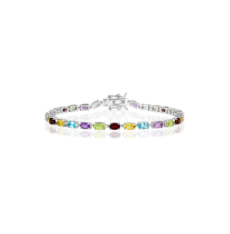 Simona Sterling Silver, Oval Gem Tennis Bracelet