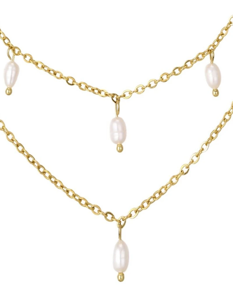 St. Moran Tarnish-Resistant Gold Natural Freshwater Pearl Layered Dangle Riva Necklace