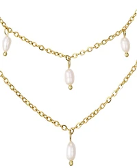 St. Moran Tarnish-Resistant Gold Natural Freshwater Pearl Layered Dangle Riva Necklace