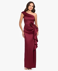 Betsy & Adam Women's Arcadia One-Shoulder Side Bow Ball Gown