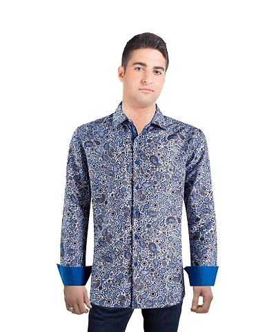 Elie Balleh Men's Slim Fit Modern Paisley Print Button-Down Shirt