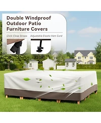 Pocassy Rectangle Patio Furniture Cover Waterproof Outdoor Dining Table and Chair Cover Anti-uv Outside Sectional Sofa Set Covers