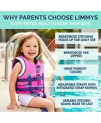 Limmys Swim Vest for Toddlers and Kids - Ce-Certified Foam Panel Swimming Aid, Award-Winning Design, Ykk Zip, Soft Neoprene Comfort