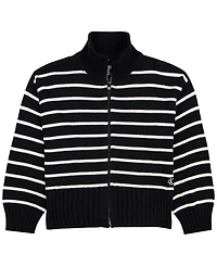 Calvin Klein Girls' 7-16 Stripe Full-zip Cardigan Sweater