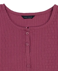 Tommy Hilfiger Girls' 7-16 Pointelle Rib Short-Sleeve Top