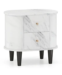 Slickblue 2 Drawer Nightstand Modern Faux Marble Bedside Table