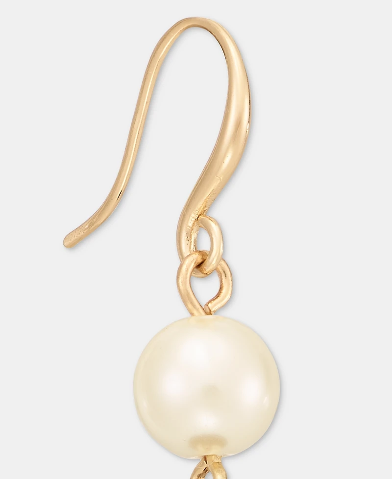 Charter Club Glass and Faux Pearl Linear Drop Earrings, Macy's Exclusive