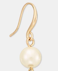 Charter Club Glass and Faux Pearl Linear Drop Earrings, Macy's Exclusive