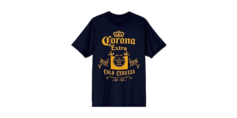 Corona Cold Cerveza Label Men's Navy T-Shirt-3XL