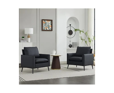 sumyeg Leather Upholstered Sofa Chair Set of 2