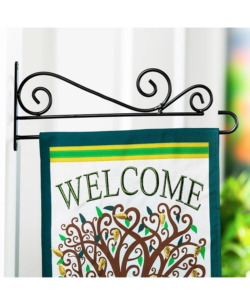 Evergreen Swirl Wall-Mount Garden Flag Hanger- 15.5x6 in Garden and House Flag Accessories