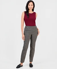 Jm Collection Women's Chain Rivet Pull-On Straight Geometric-Print Rayon-Blend Pants, Macy's Exclusive