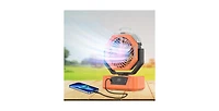 sonicgrace Rechargeable Camping Fan with Mist, Portable Battery Fan with Led Light, Remote, Oscillation, Usb Output and Timer for Outdoor, Rv