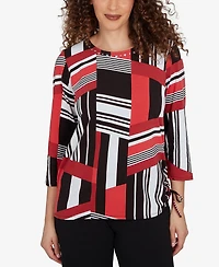 Alfred Dunner Women's Slashed Glass Knit Top