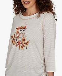 Alfred Dunner Women's Autumn Owl Knit Top