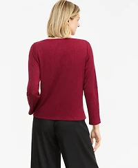 Jm Collection Women's Long-Sleeve Boat-Neck Twist-Front Top, Macy's Exclusive