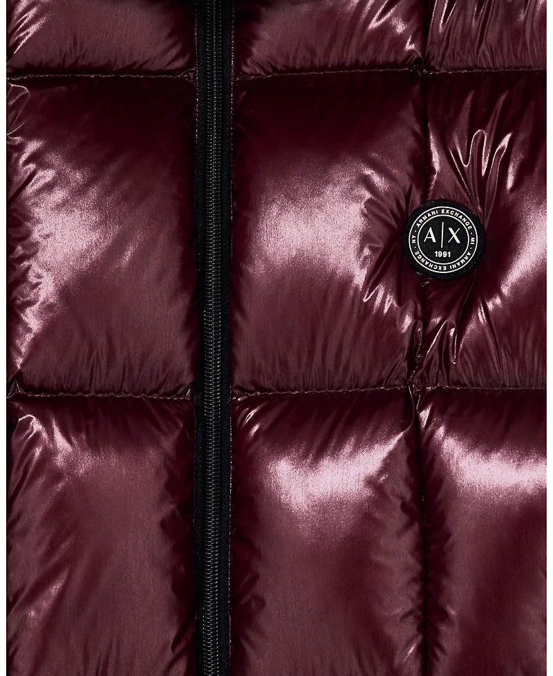 A|X Armani Exchange Men's Nylon Metallic Shine Down Hood with Jacket