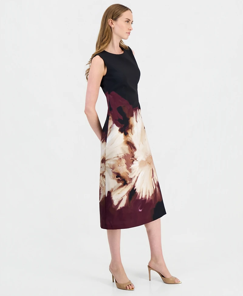 Anne Klein Petite Floral A-Line Midi Dress