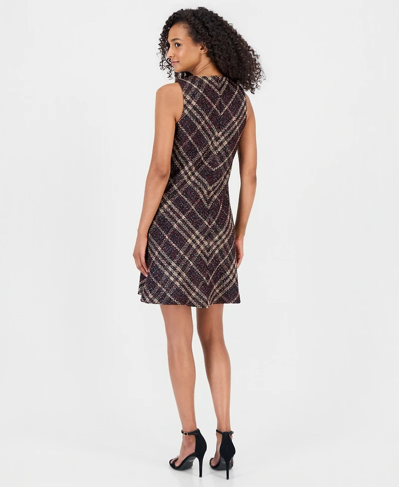 Anne Klein Women's Plaid Tweed A-Line Dress