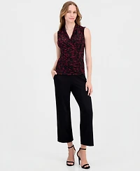 Anne Klein Women's Printed Faux-Wrap Sleeveless Top