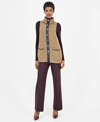 Anne Klein Women's Mock-Neck Sleeveless Boucle Sweater Vest