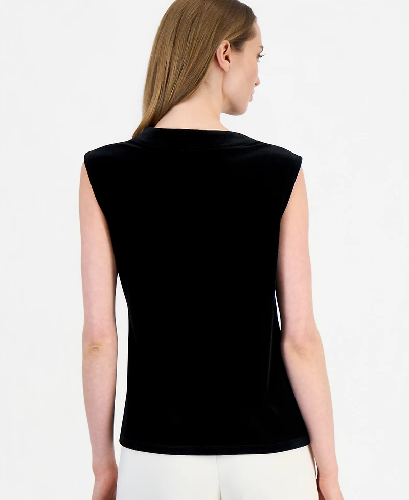 Anne Klein Petite Velvet Cowl Neck Sleeveless Blouse