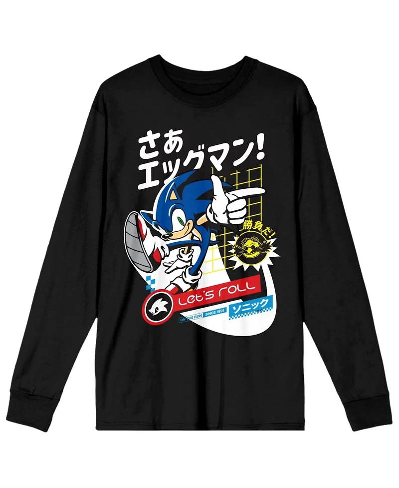 Sonic The Hedgehog Men's Black Long Sleeve Shirt-Medium