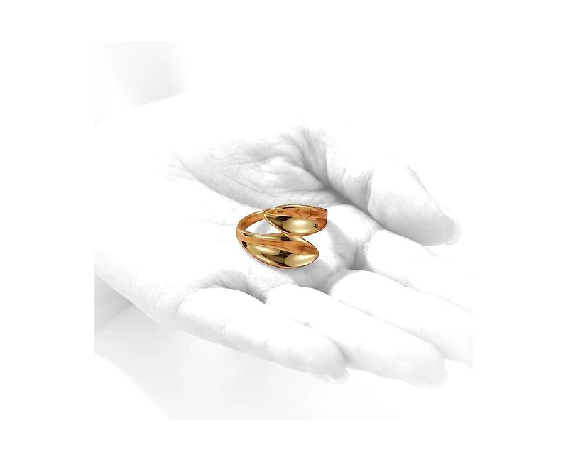 Rachel Glauber Modern 14K Gold Plated Bypass Leaf Wave Ring