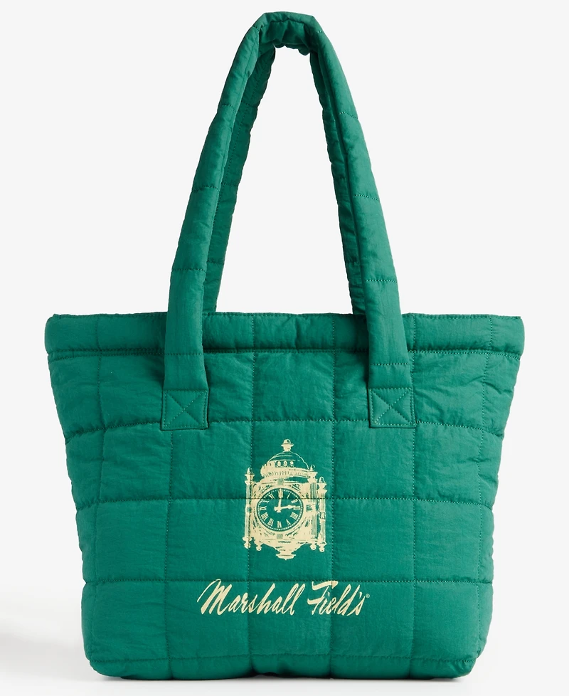 Marshall Fields Quilted Logo Puffer Tote Bag