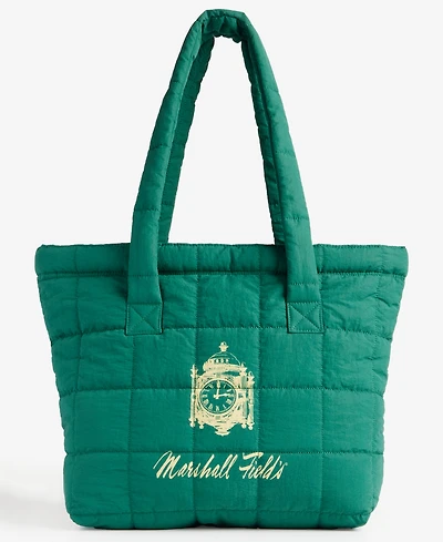 Marshall Fields Quilted Logo Puffer Tote Bag
