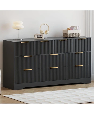 gaomon Fluted Dresser for Bedroom with 10 Drawers, 59" Wide Modern Chest of Drawers Wood Frame