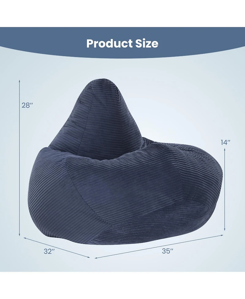 Slickblue Bean Bag Chair for Adults with Soft Filling and Corduroy Upholstery