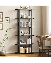 homfan 6-Tier Industrial Tall Bookshelf, Waterproof Panel Storage Shelf with Anti-Tipping Structure, Easy-Clean Multi-Purpose Home Office Display Rack