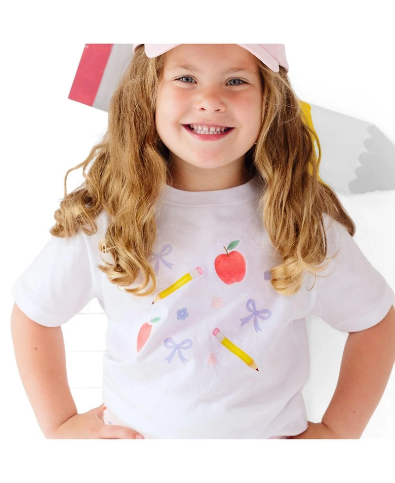 Sweet Wink Big Girls Ditsy Floral Back To School Short Sleeve T-Shirt