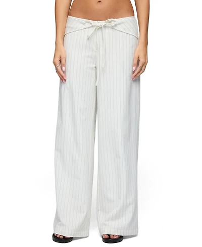 Edikted Women's Parker Pinstripe Tie Belt Pants